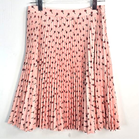 Prada 2017 Pink Pleated CDC Rose Print Midi Skirt Size 40 NWT - Picture 1 of 11